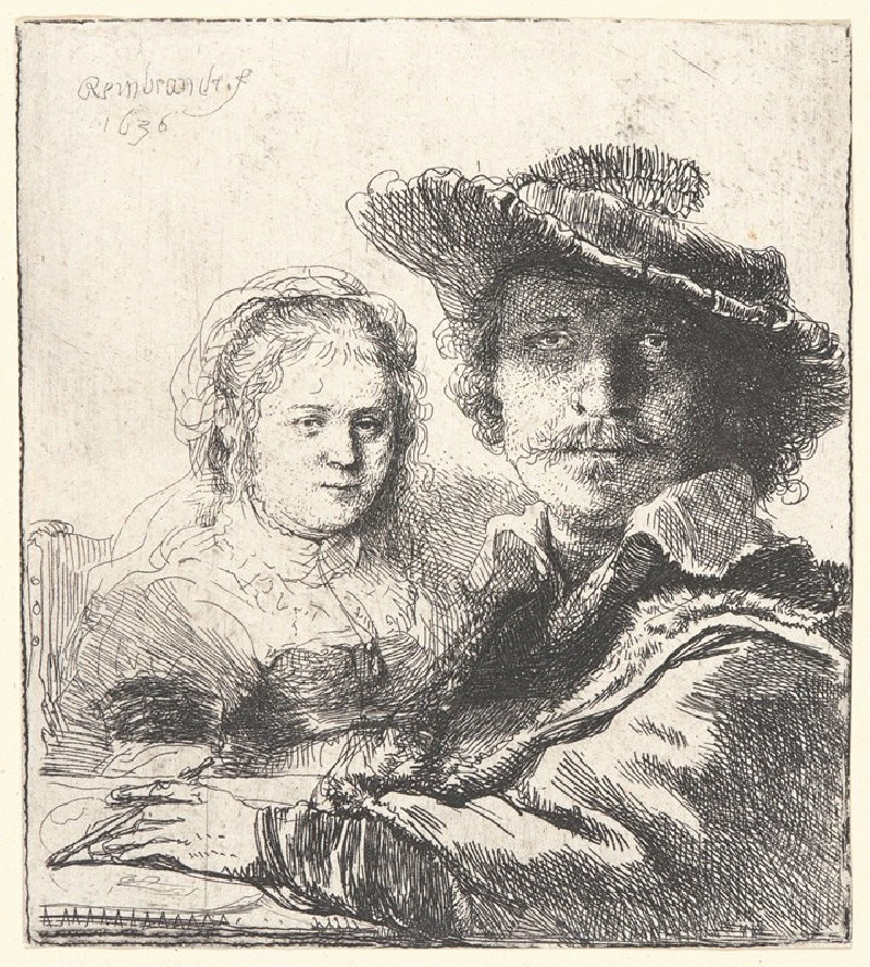 Rembrandt and His Wife Saskia (1636) reproduction of painting by Rembrandt van Rijn. ALL GICLEE PRINTS