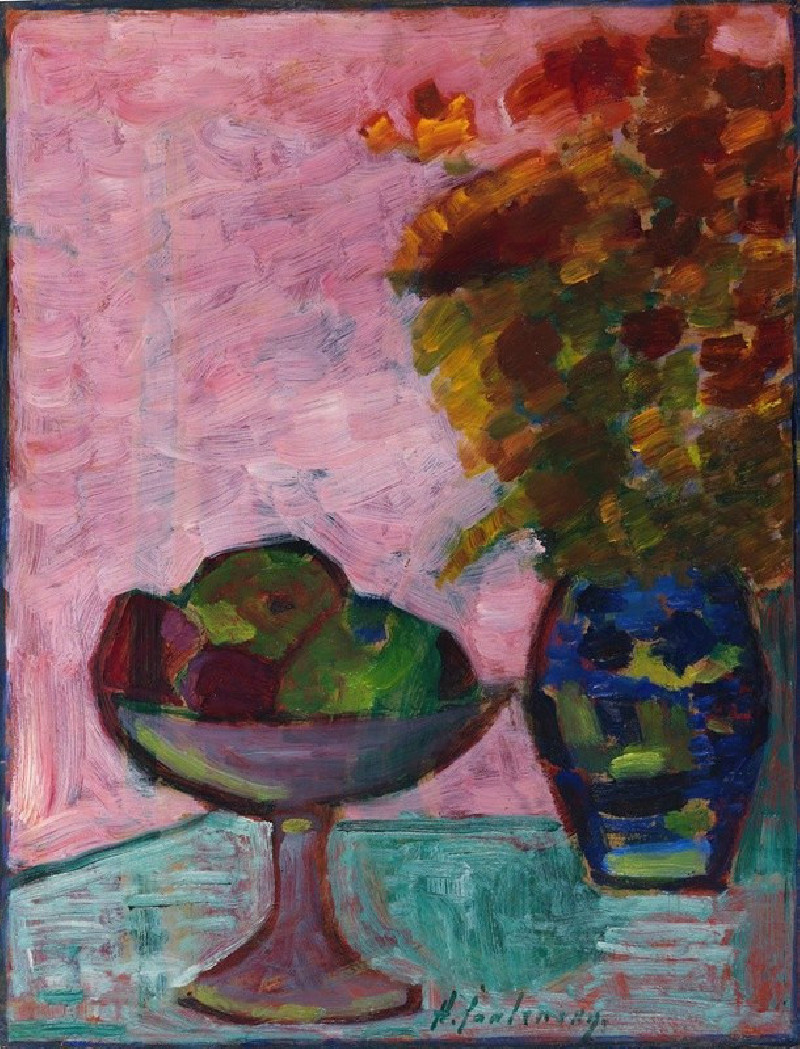 Stillleben Mit Fruchtschale Und Blumenvase (1932) reproduction of painting by Alexej von Jawlensky. ALL GICLEE PRINTS