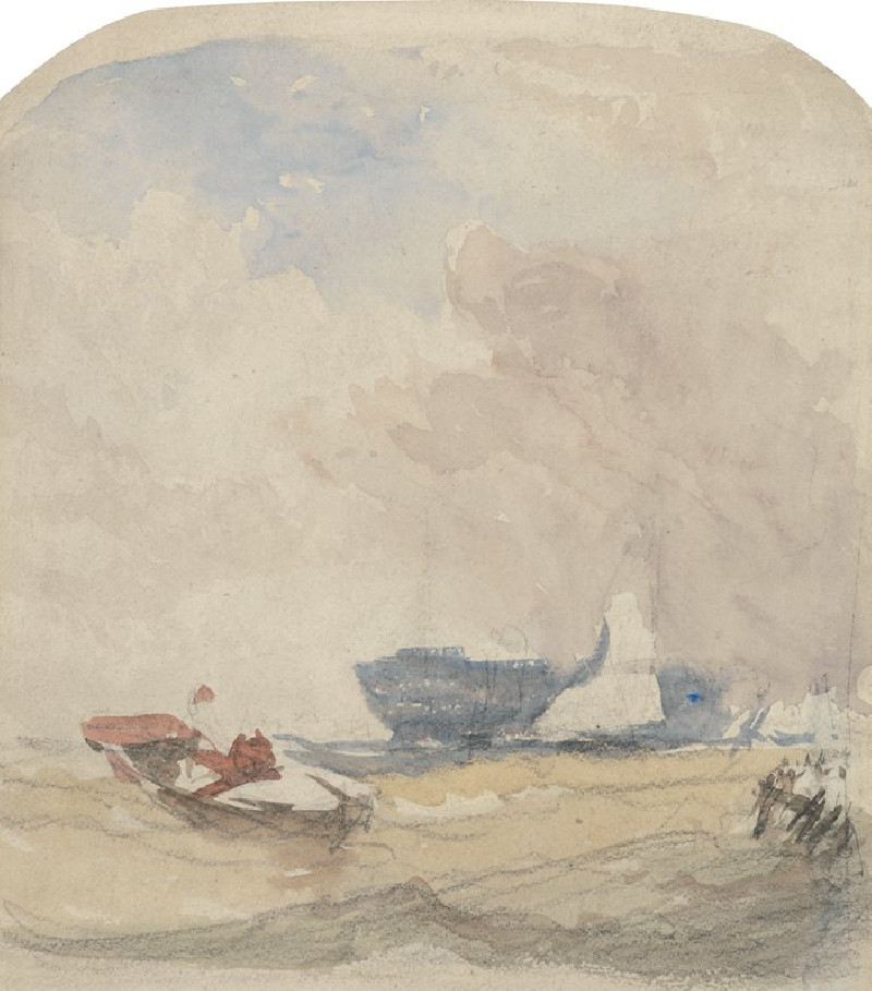 David Cox reprodukcija Sea Study with Hulk, Sailing Boat and Rowing Boat (1830s), VISOS REPRODUKCIJOS , paveikslai, reprodukc...