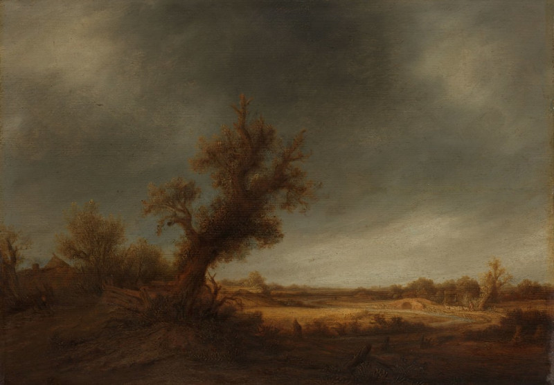 Landscape with an old oak (c. 1639 - c. 1641) reproduction of painting by Adriaen van Ostade. ALL GICLEE PRINTS