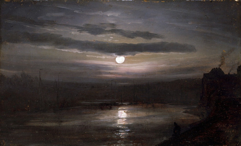 The Elbe in Moonlight (1846) reproduction of painting by Johan Christian Dahl. ALL GICLEE PRINTS