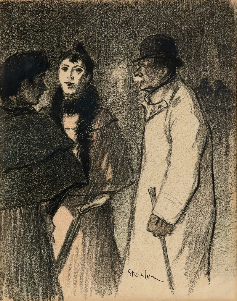 Conversation dans la rue le soir reproduction of painting by Théophile Alexandre Steinlen. ALL GICLEE PRINTS