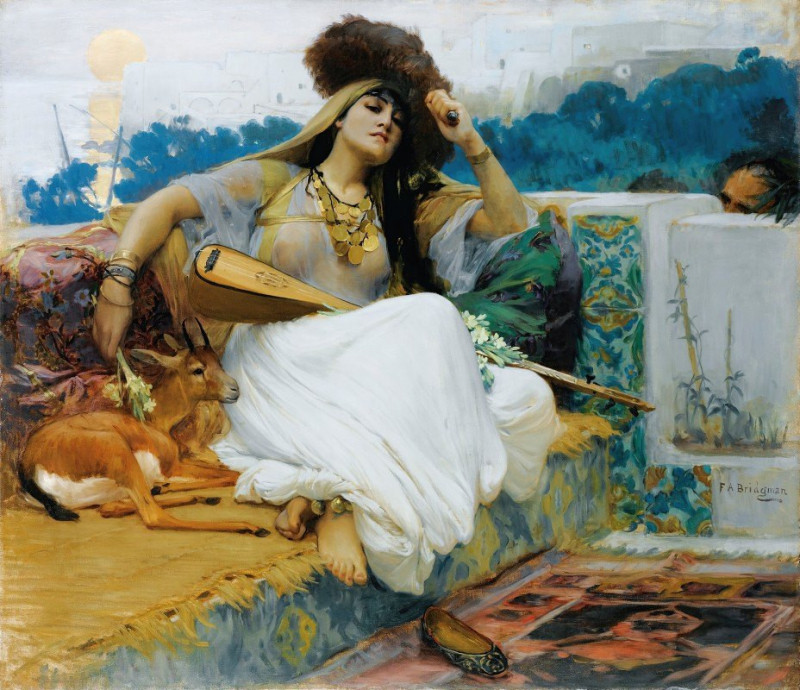 Frederick Arthur Bridgman reprodukcija Young Woman On A Terrace, VISOS REPRODUKCIJOS , paveikslai, reprodukcijos internetu