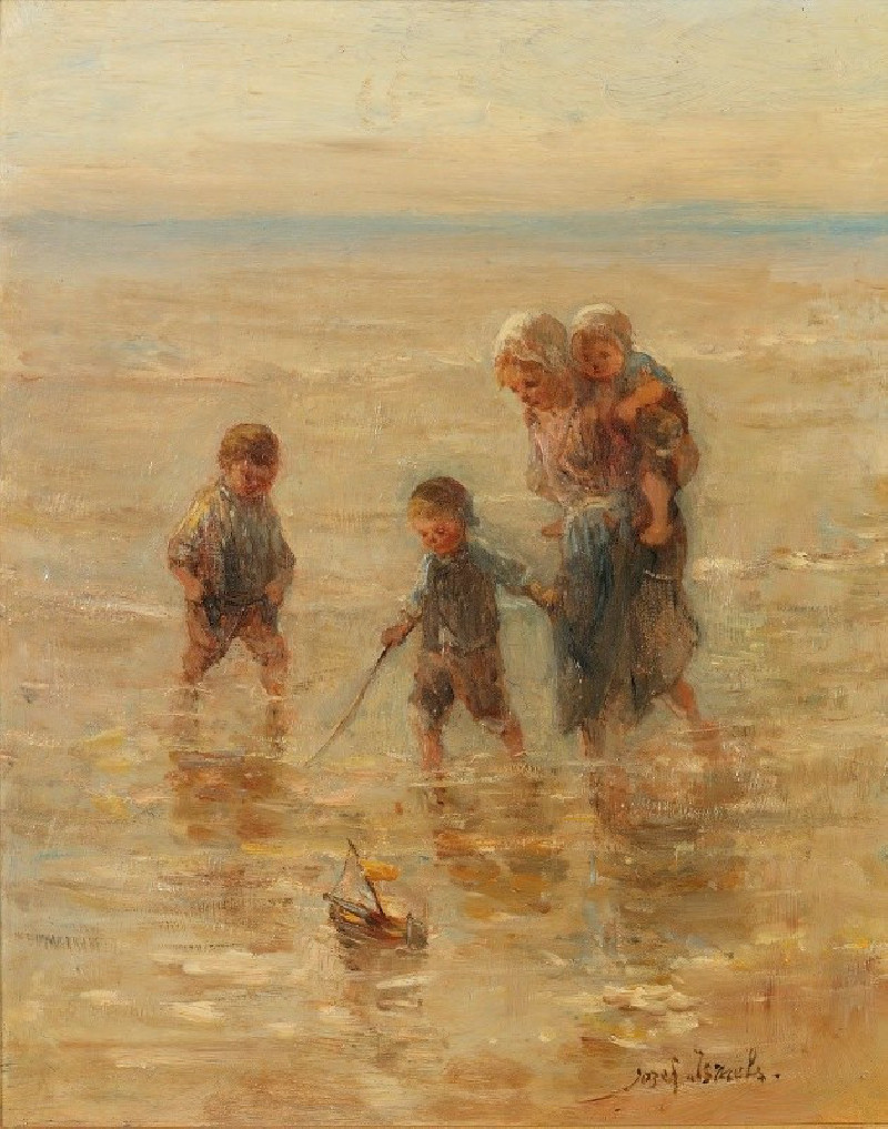 Jozef Israëls reprodukcija Children playing in the surf, VISOS REPRODUKCIJOS , paveikslai, reprodukcijos internetu