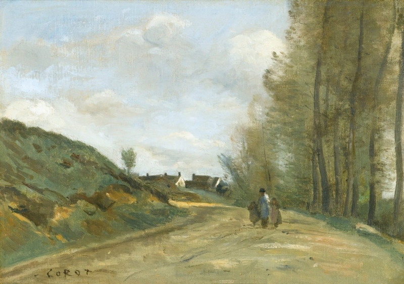 La Route De Gouvieux, Près De Chantilly reproduction of painting by Jean-Baptiste-Camille Corot. ALL GICLEE PRINTS