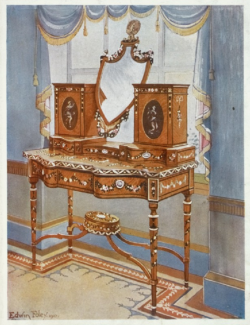 Satinwood dressing-table with medallions (1910 - 1911) reproduction of painting by Edwin Foley. ALL GICLEE PRINTS