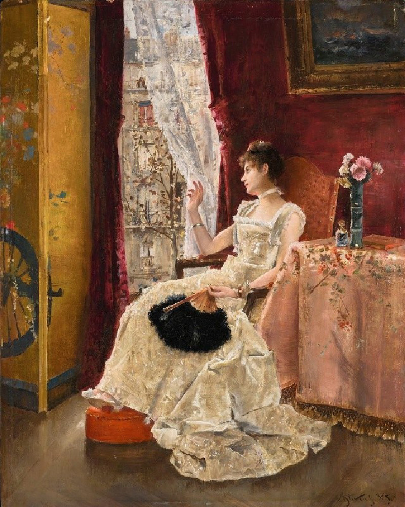 Rêverie (1885) reproduction of painting by Alfred Stevens. ALL GICLEE PRINTS