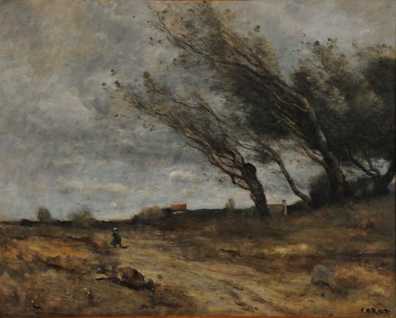 Le Coup de vent (1865-1870) reproduction of painting by Jean-Baptiste-Camille Corot. ALL GICLEE PRINTS