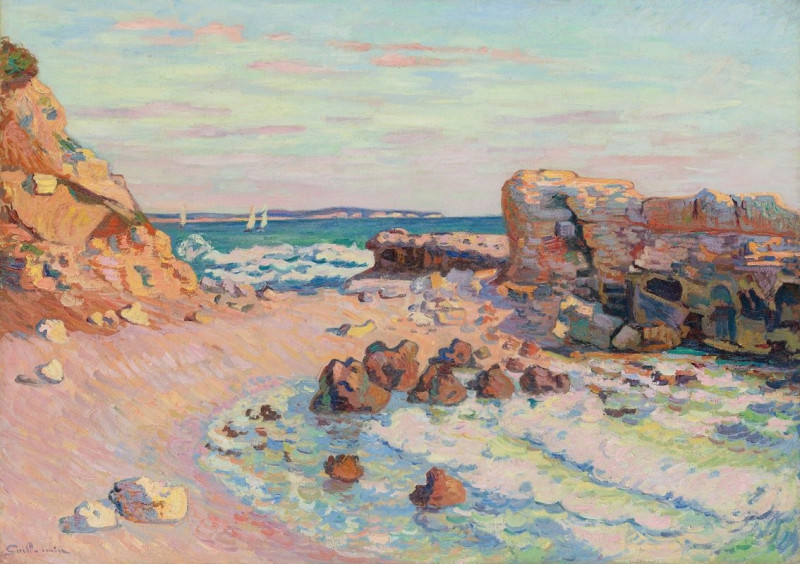 La Pierriere À Saint-Palais, Marée Montante (circa 1900) reproduction of painting by Armand Guillaumin. ALL GICLEE PRINTS