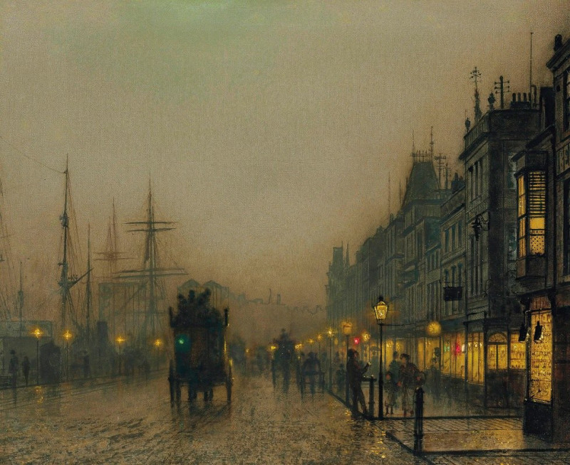 John Atkinson Grimshaw reprodukcija Reekie, Glasgow, VISOS REPRODUKCIJOS , paveikslai, reprodukcijos internetu