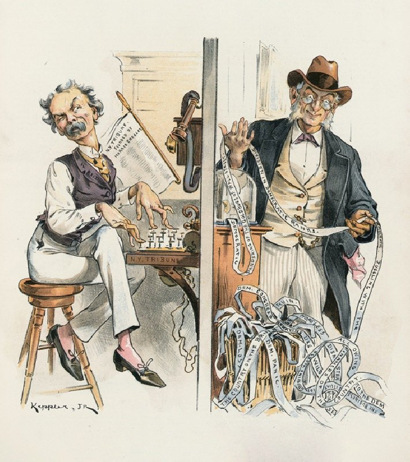 The fake operator and his dupe (1893) reproduction of painting by Udo Keppler. ALL GICLEE PRINTS