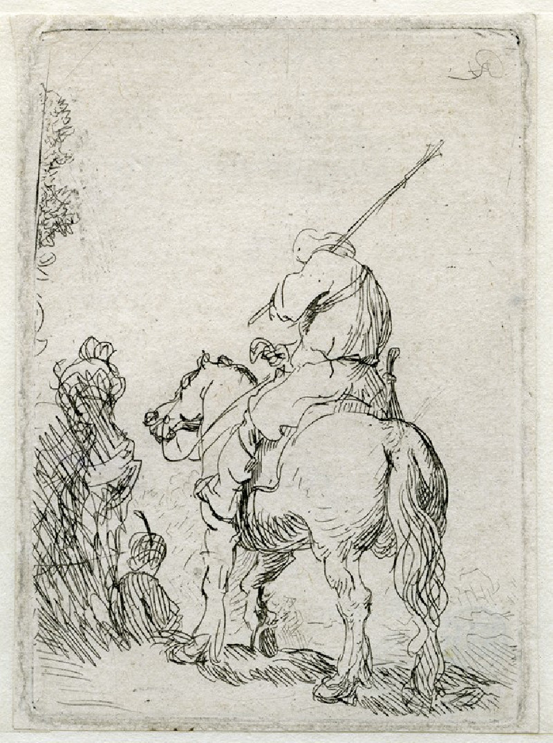 A Turbanded Soldier on Horseback (1632) reproduction of painting by Rembrandt van Rijn. ALL GICLEE PRINTS