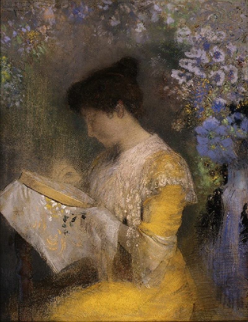 Madame Arthur Fontaine (Marie Escudier, born 1865) (1901) reproduction of painting by Odilon Redon. ALL GICLEE PRINTS