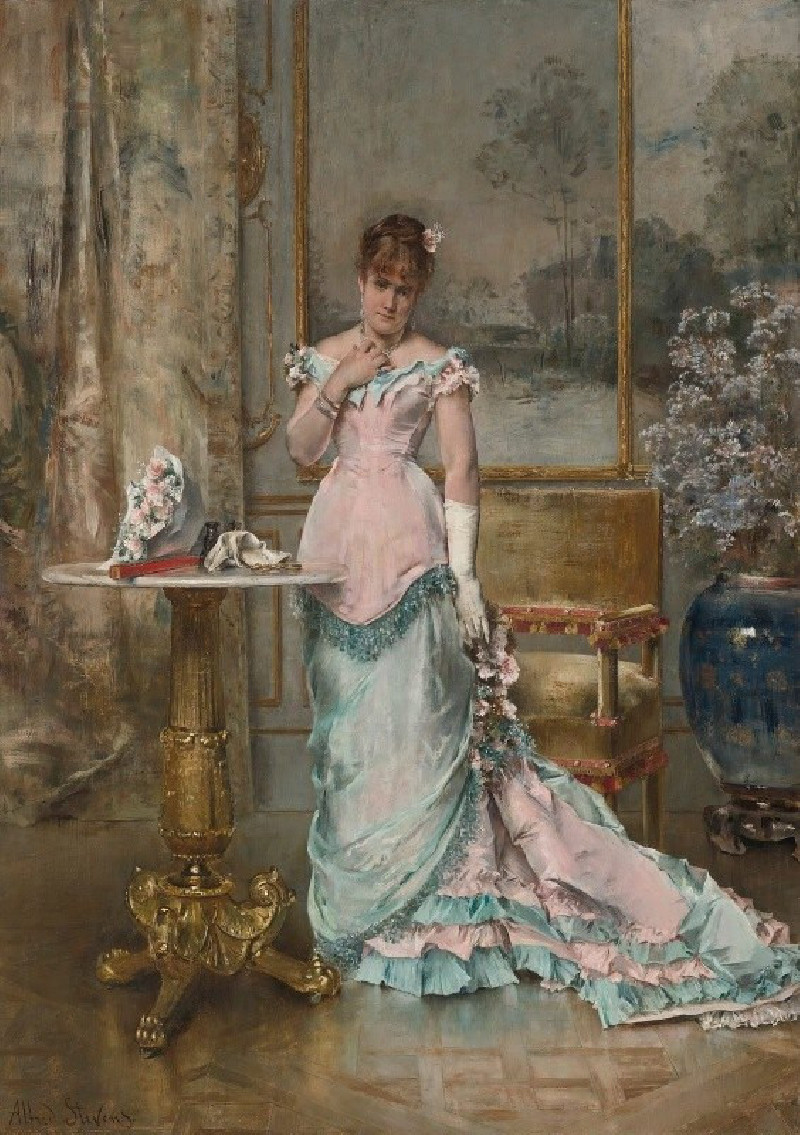 L’attente (Avant Le Bal) reproduction of painting by Alfred Stevens. ALL GICLEE PRINTS