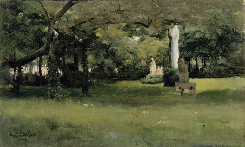 The Cluny Museum Garden in Paris (1878) reproduction of painting by Albert Edelfelt. ALL GICLEE PRINTS