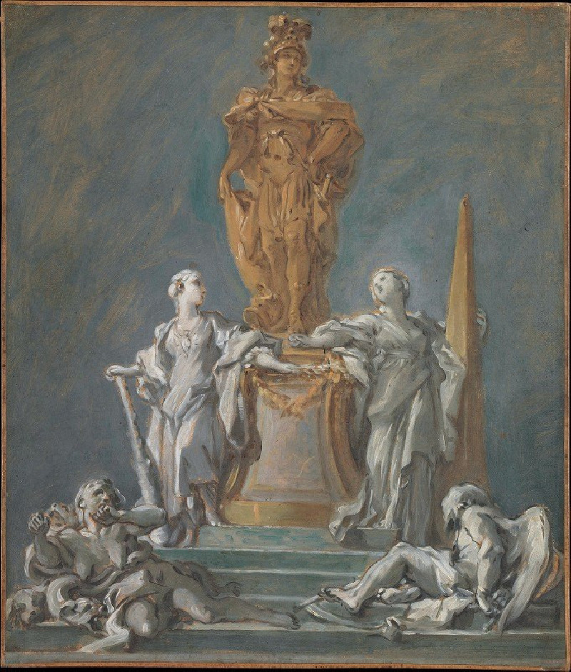 Francois Boucher reprodukcija Study for a Monument to a Princely Figure, VISOS REPRODUKCIJOS , paveikslai, reprodukcijos inte...