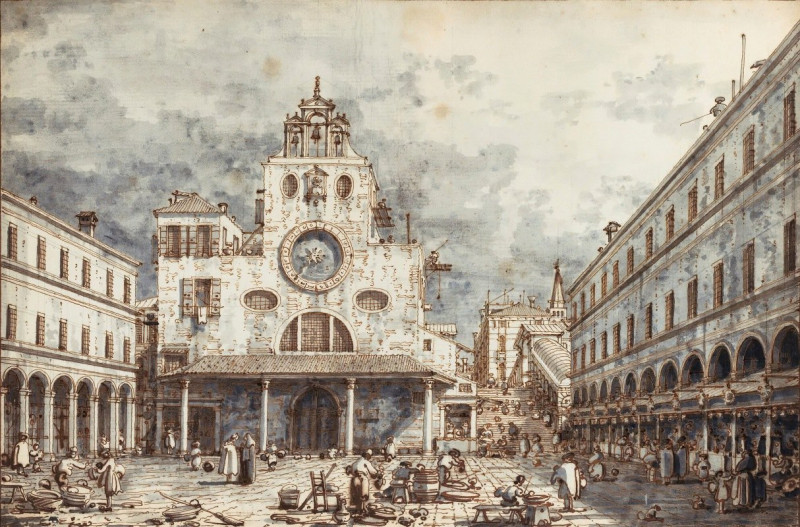 Campo San Giacomo Di Rialto, Venice reproduction of painting by Canaletto. ALL GICLEE PRINTS