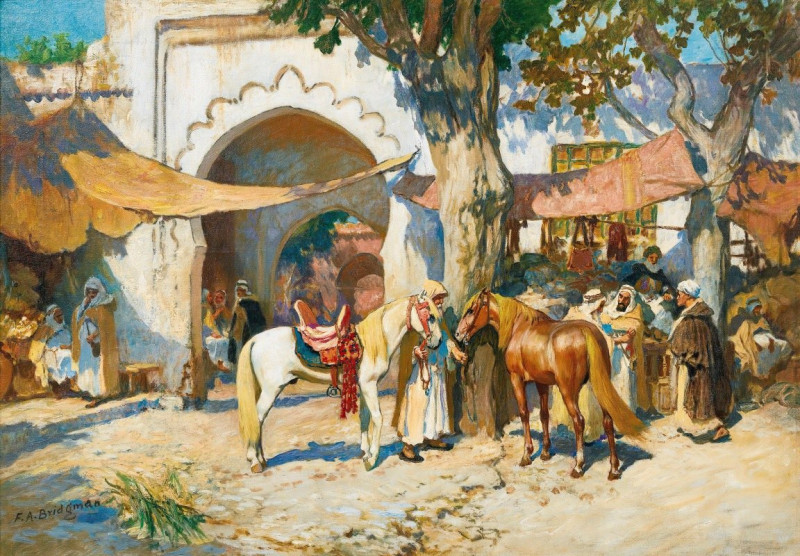 Dans le souk. Alger reproduction of painting by Frederick Arthur Bridgman. ALL GICLEE PRINTS