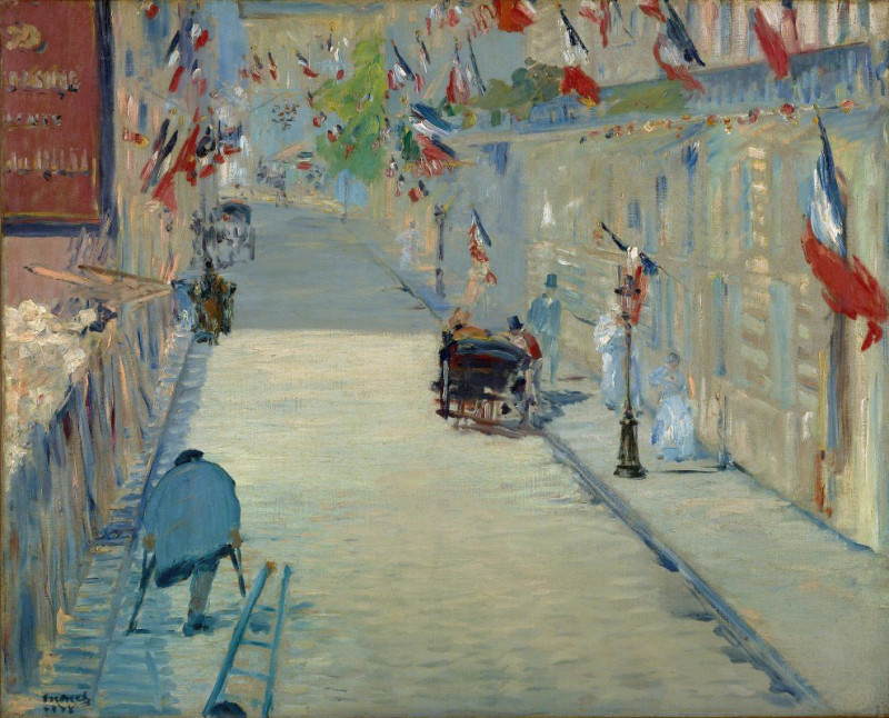 Edouard Manet reprodukcija The Rue Mosnier with Flags (1878), VISOS REPRODUKCIJOS , paveikslai, reprodukcijos internetu