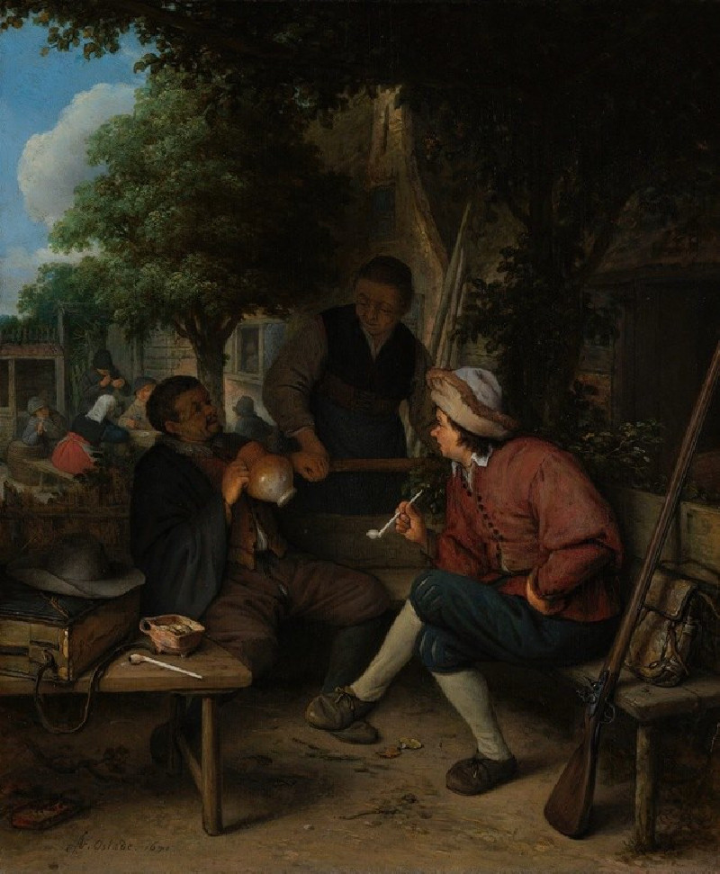 Travellers at Rest (1671) reproduction of painting by Adriaen van Ostade. ALL GICLEE PRINTS