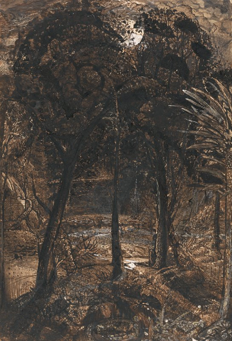 Samuel Palmer reprodukcija A Moonlit Scene with a Winding River (ca. 1827), VISOS REPRODUKCIJOS , paveikslai, reprodukcijos i...