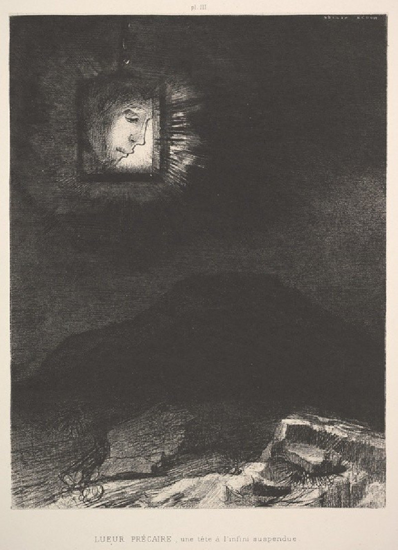 The vague glimmer of a head suspended in space (1891) reproduction of painting by Odilon Redon. ALL GICLEE PRINTS