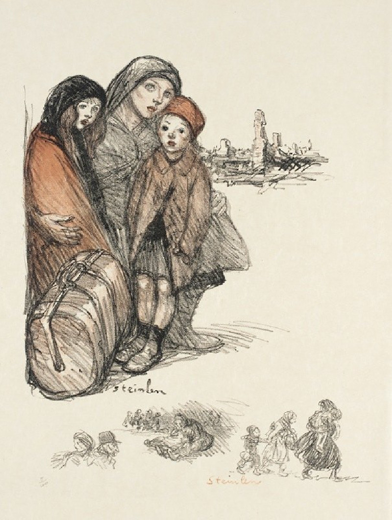 Refugiés (circa 1918) reproduction of painting by Théophile Alexandre Steinlen. ALL GICLEE PRINTS