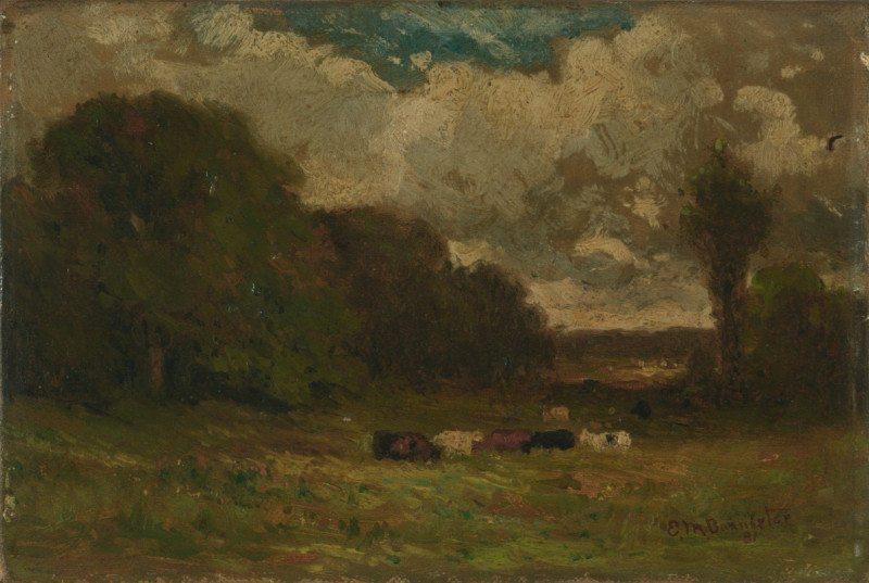 Untitled (landscape with cows and trees) (1881) reproduction of painting by Edward Mitchell Bannister. ALL GICLEE PRINTS