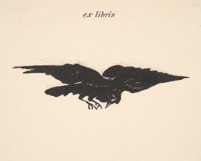 Flying Raven (ex libris) (1875) reproduction of painting by Edouard Manet. ALL GICLEE PRINTS