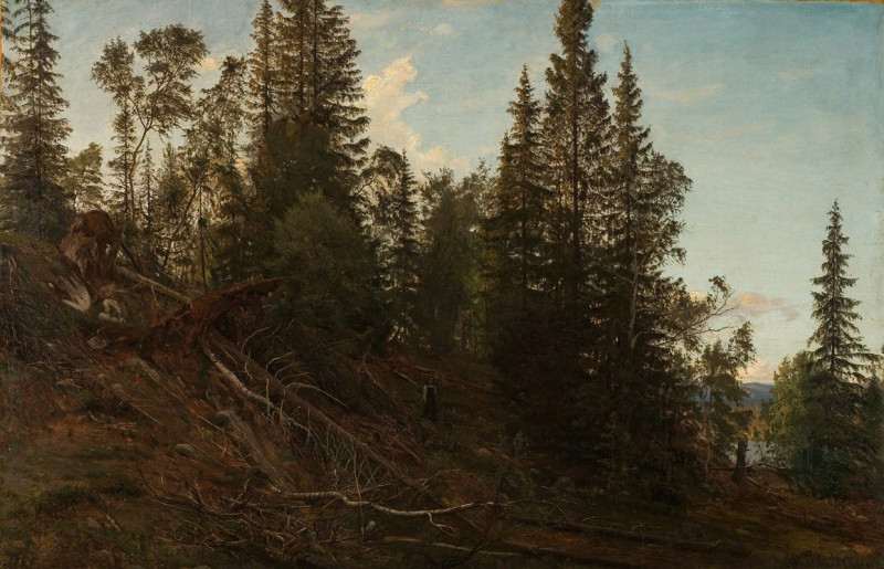 Vingeråsheia, Telemark (1866) reproduction of painting by Amaldus Nielsen. ALL GICLEE PRINTS