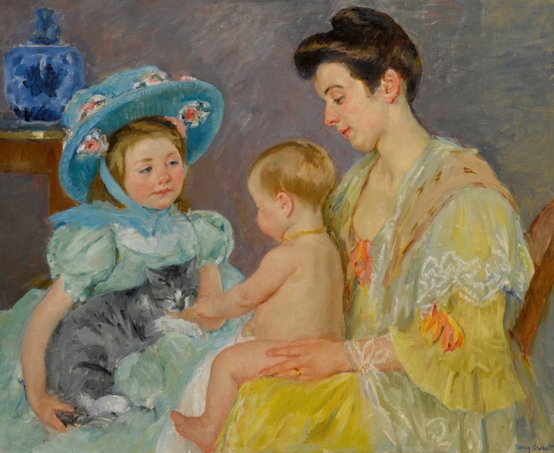 Mary Cassatt reprodukcija Children Playing with a Cat, VISOS REPRODUKCIJOS , paveikslai, reprodukcijos internetu