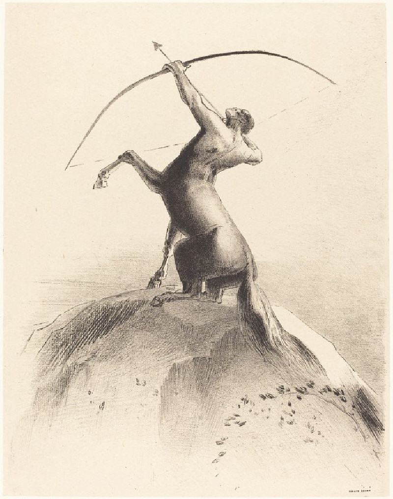 Centaur visant les Nues (Centaur aiming at the Clouds) (1895) reproduction of painting by Odilon Redon. ALL GICLEE PRINTS