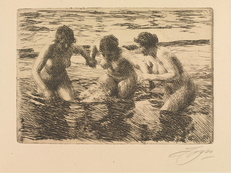 Against the Current (1919) reproduction of painting by Anders Zorn. ALL GICLEE PRINTS