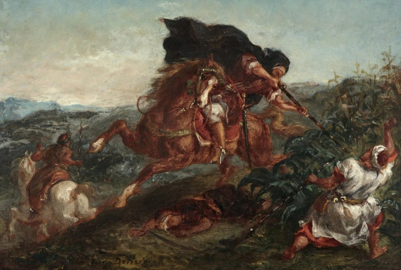 Le Combat reproduction of painting by Eugène Delacroix. ALL GICLEE PRINTS