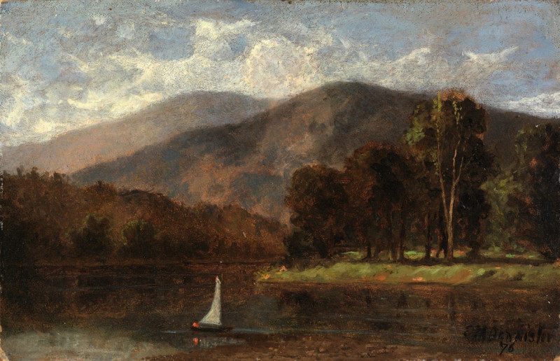 Untitled (sailboat in river) (1876) reproduction of painting by Edward Mitchell Bannister. ALL GICLEE PRINTS