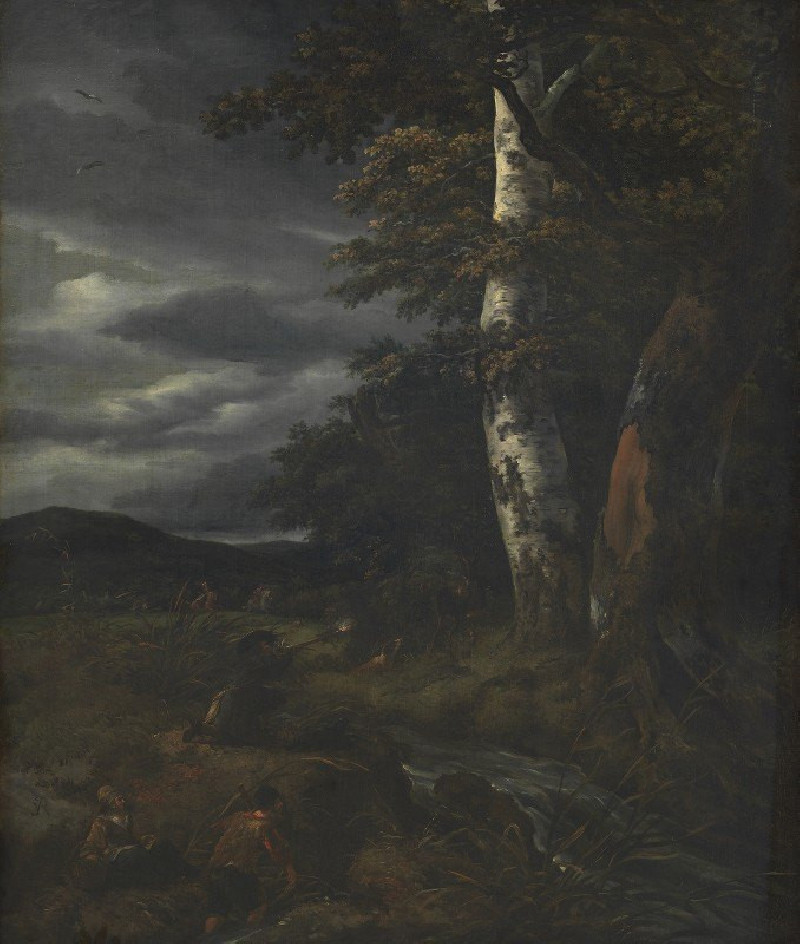 Jacob van Ruisdael reprodukcija Landscape with a Hunting Scene (1643 – 1682), VISOS REPRODUKCIJOS , paveikslai, reprodukcijos...