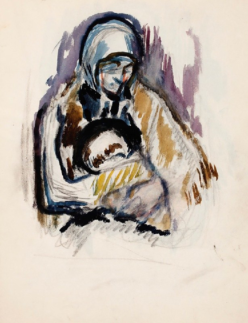 Luonnos maalaukseen Äiti ja lapsi (Pietà) (1913 - 1915) reproduction of painting by Magnus Enckell. ALL GICLEE PRINTS