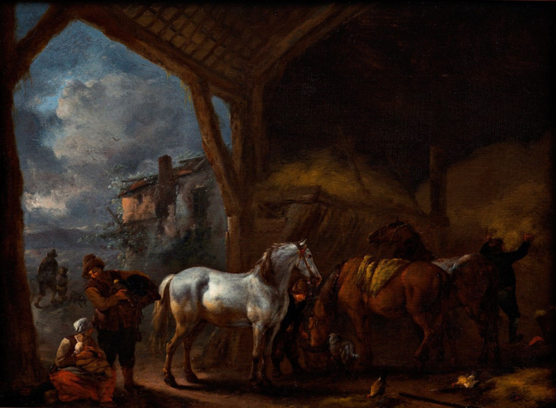 The stable reproduction of painting by Philips Wouwerman. ALL GICLEE PRINTS