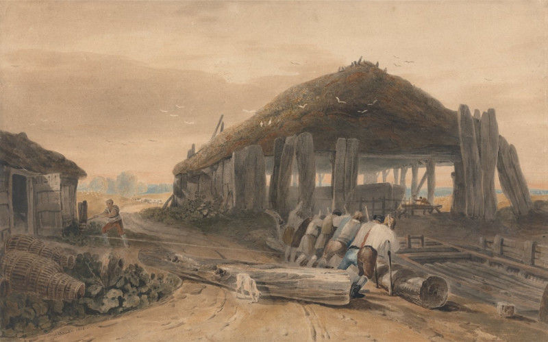 Boat Building (1806) reproduction of painting by John Varley. ALL GICLEE PRINTS