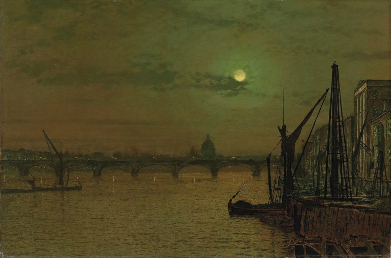 Waterloo Bridge, London, looking east (1883) reproduction of painting by John Atkinson Grimshaw. ALL GICLEE PRINTS