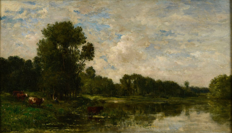 Bords de l’Oise (ca 1860) reproduction of painting by Charles François Daubigny. ALL GICLEE PRINTS