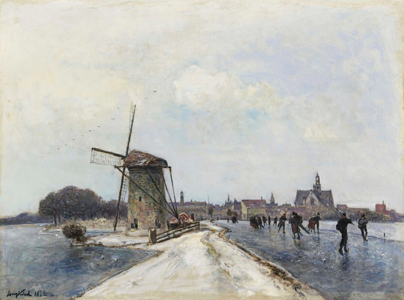 Johan Barthold Jongkind reprodukcija Patineurs À Maassluis (1862), VISOS REPRODUKCIJOS , paveikslai, reprodukcijos internetu