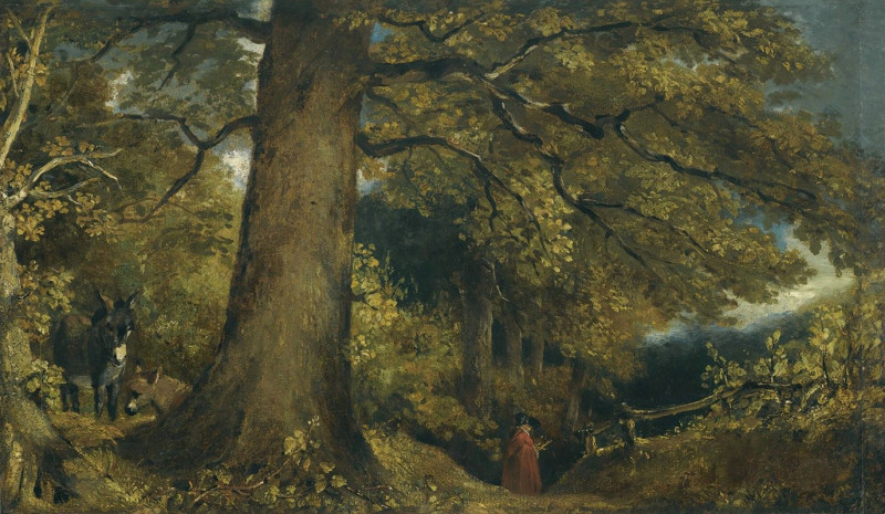 A Young Girl In A Woodland Landscape reproduction of painting by John Constable. ALL GICLEE PRINTS