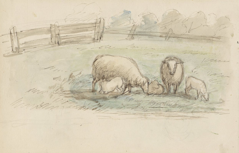 Schapen in een weide (1834 - 1911) reproduction of painting by Jozef Israëls. ALL GICLEE PRINTS