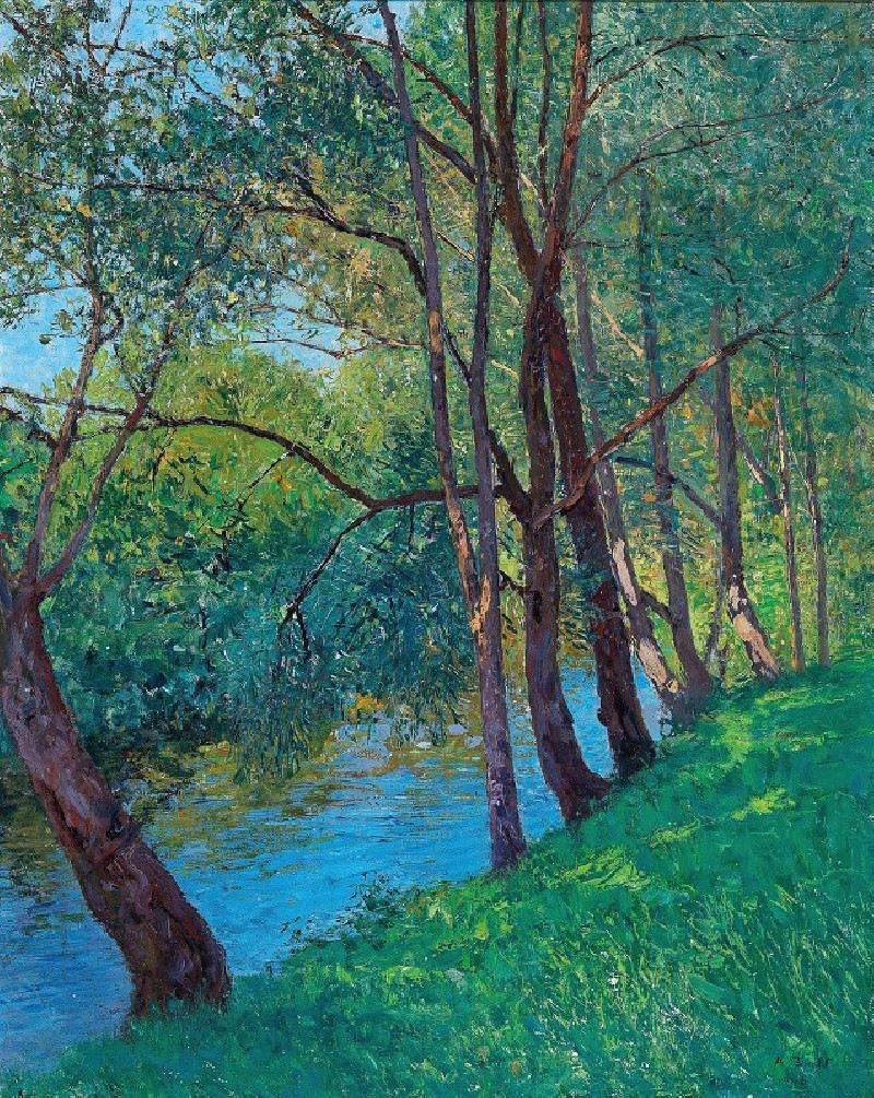 The Stream in the Au (on the Krems Lower Austria Krems,Danube) (1909) reproduction of painting by Alfred Zoff. ALL GICLEE PRINTS