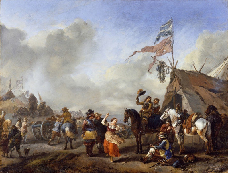 A Camp Scene (probably 1650s) reproduction of painting by Philips Wouwerman. ALL GICLEE PRINTS