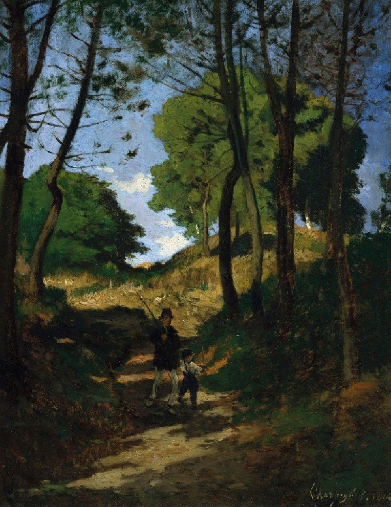 Fir Trees in Les Trembleaux, near Marlotte (Sapins aux Trembleaux à Marlotte) (1854) reproduction of painting by Henri-Joseph...