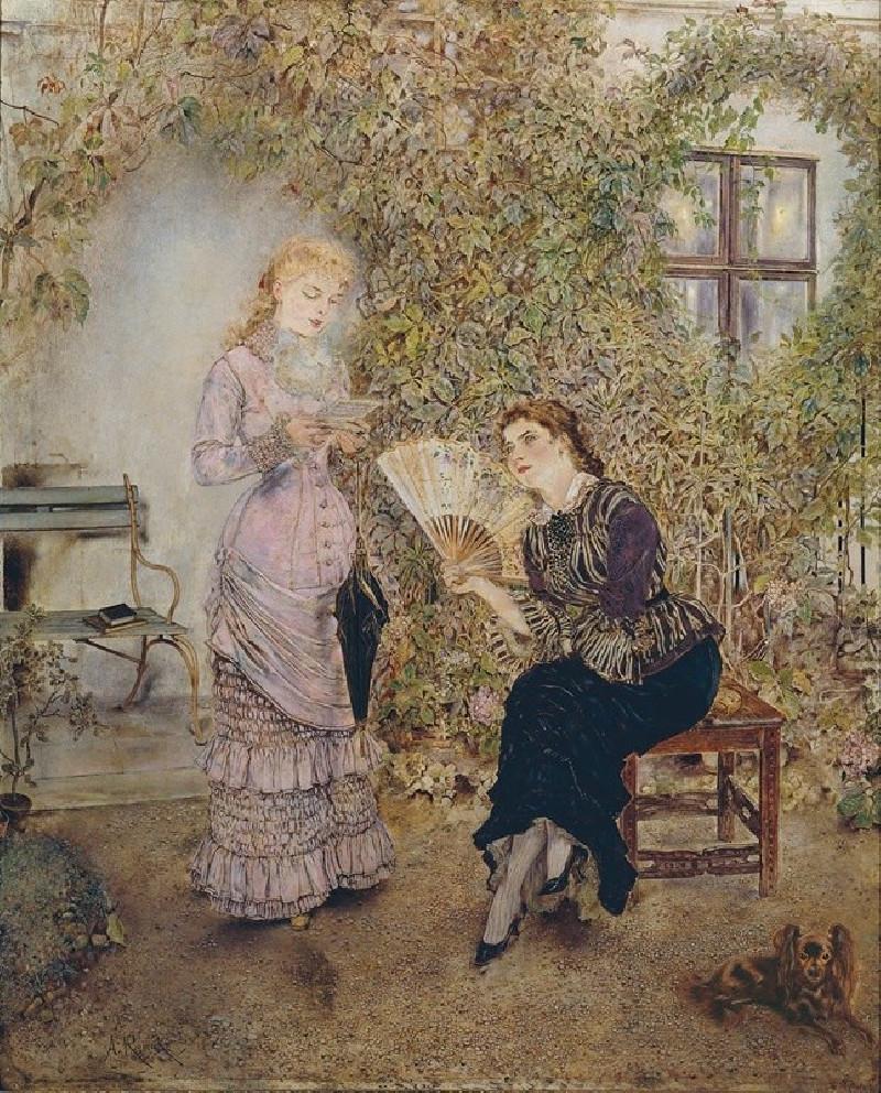 Die Freundinnen Der Liebesbrief (1880-1882) reproduction of painting by Anton Romako. ALL GICLEE PRINTS