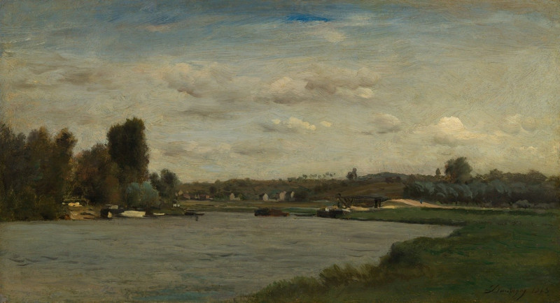 Landscape on a River (1863) reproduction of painting by Charles François Daubigny. ALL GICLEE PRINTS