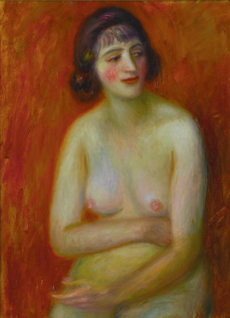 Seated Nude (circa 1924) reproduction of painting by William James Glackens. Nude